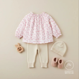 Qjutie Katoen Poplin Print Pinky leaves