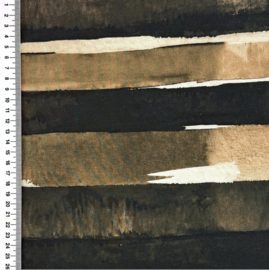 French Terry Digital Printed Paint Stripes - Choco