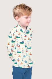 Katoen Poplin bedrukt Zeilboten Gebroken wit