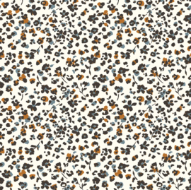 Tricot print Bloemetjes  gebroken wit
