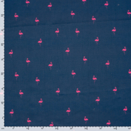 Zwembroek quick dry recycled stof digitaal bedrukt Flamingo's Kobalt