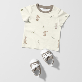 Tricot print bedrukt Hazen gebroken wit