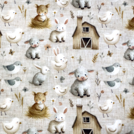 Tricot print Farm animals design C