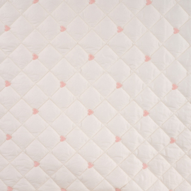 Qjutie doorgestikte stof  Quilt Hearts Ecru