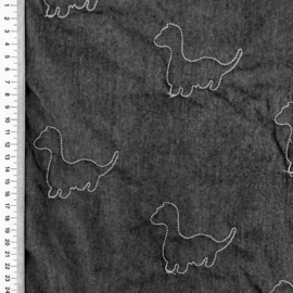 Gewatteerd Dino Denim - Zwart