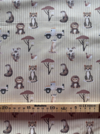 Poplin digitale print Pastel Stripes & Stripes - Design C