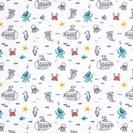 Swimwear Jersey digitaal bedrukt Dieren Optisch wit