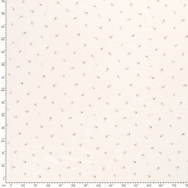 Tricot stof Lieve bloemetjes gebroken wit