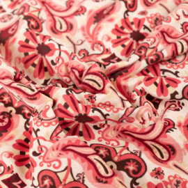 Qjutie printed Corduroy paisley koraal
