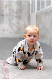 Flanel bedrukt honden beige