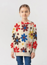 French Terry digitaal bedrukt Bloemen Beige