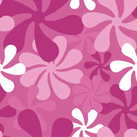 Tricot stof Pink retro bloemen