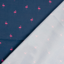 Zwembroek quick dry recycled stof digitaal bedrukt Flamingo's Kobalt