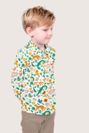 Katoen Poplin bedrukt Dieren Gebroken wit