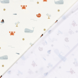 Swimwear Jersey digitaal bedrukt Walvissen Gebroken wit