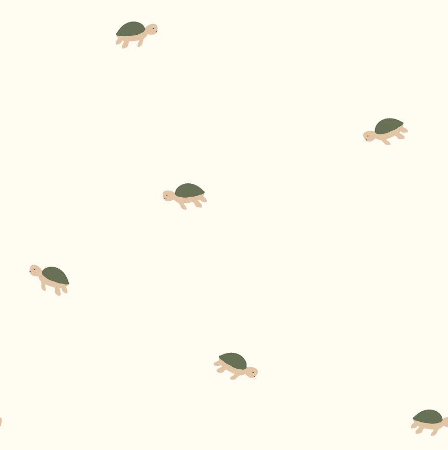 Badstof tricot bedrukt Schildpadden Gebroken wit
