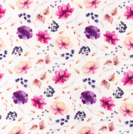 Snoozy fabrics Hydrofiel Violet bloemen