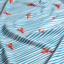 Swimwear Jersey digitaal bedrukt Krabben Babyblauw