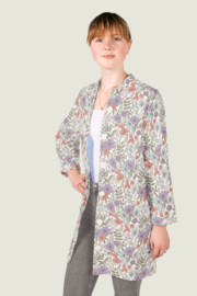 Katoen Poplin bedrukt Bloemen Gebroken wit