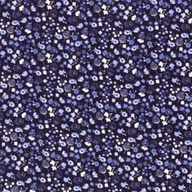 Hydrofiel Bloemen bedrukt Navy