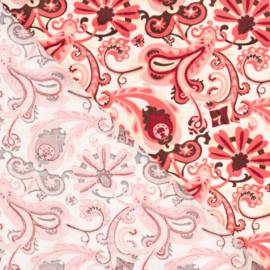 Qjutie printed Corduroy paisley koraal