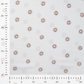 Hydrofiel embroidery Bloemetjes brons