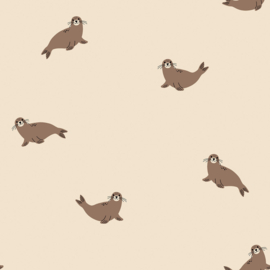 Terry Crêpe stof zeehond Beige