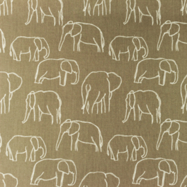 Snoozy fabrics Poplin bedrukt Olifant