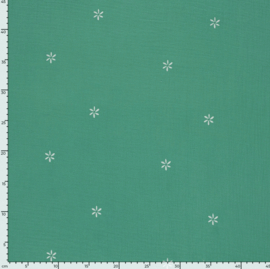 Hydrofiel stof geborduurd Bloemen Groen