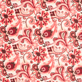 Qjutie printed Corduroy paisley koraal