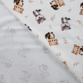 Flanel digitaal squirrel ecru