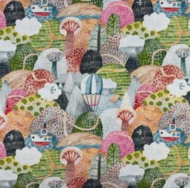 Snoozy fabrics Tricot digital printed Kleurrijk