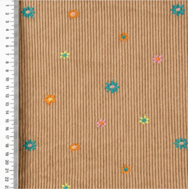 Baby Rib Cord Embroidered Mini Flowers - Kiezel