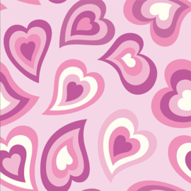 Tricot stof Pink hearts