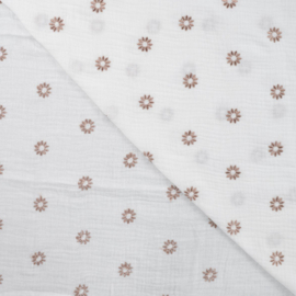Hydrofiel embroidery Bloemetjes brons