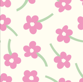 Katoen Poplin stof bloemen