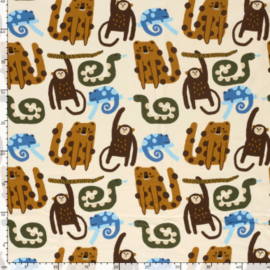 French Terry digitaal bedrukt  Dieren Beige