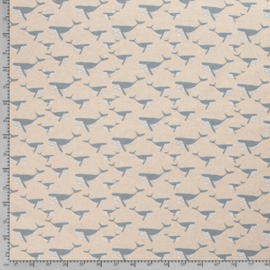 Deco stof linnenlook walvis lichtjeans