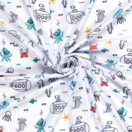 Swimwear Jersey digitaal bedrukt Dieren Optisch wit