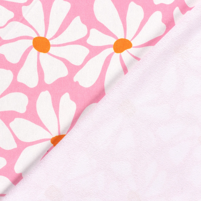 Badhanddoek stof digitaal bedrukt Bloemen Pink