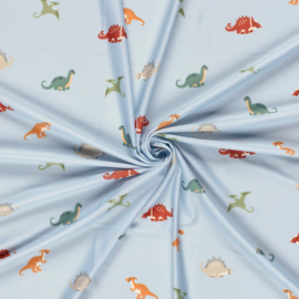 Swimwear Jersey digitaal bedrukt Dinosaurussen Babyblauw