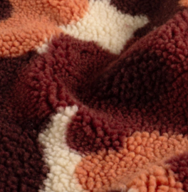 Sherpa Fleece stof bedrukt Ruiten Bloemen Beige