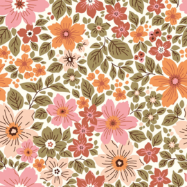Katoen print Bloemen grof