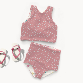 Swimwear Jersey digitaal bedrukt Stippen Zalm