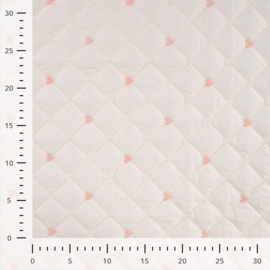 Qjutie doorgestikte stof  Quilt Hearts Ecru