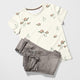 Tricot print bedrukt tiny turtle gebroken wit