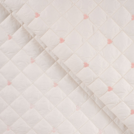 Qjutie doorgestikte stof  Quilt Hearts Ecru