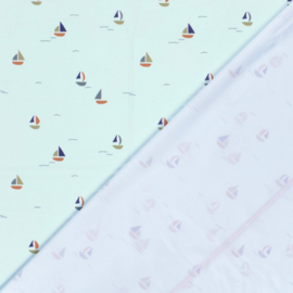 Swimwear Jersey digitaal bedrukt Zeilboten Lichtblauw