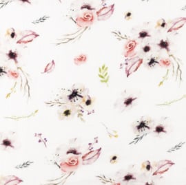 Snoozy fabrics Hydrofiel Sweet Pink flowers fijn