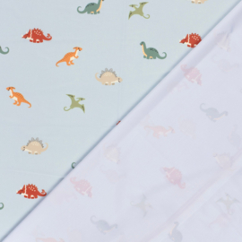 Swimwear Jersey digitaal bedrukt Dinosaurussen Babyblauw